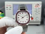 GR Factory Patek Philippe Nautilus Swiss 9015 Movement Women Red Diamond Bezel White Face Watch 35.2mm 
